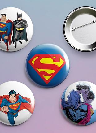 Піни значки супермен superman dc comics серіал 4 шт у комплекті