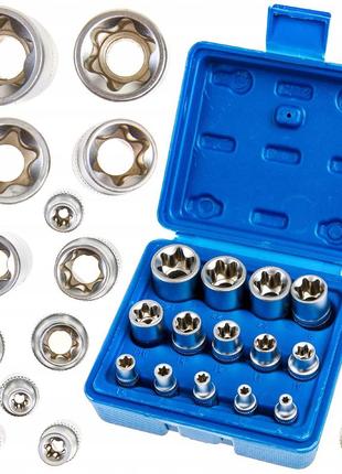 Набір головок e-torx з квадратом 1/2", 3/8" і 1/4" в кількості 14шт  kraft&dele kd10335