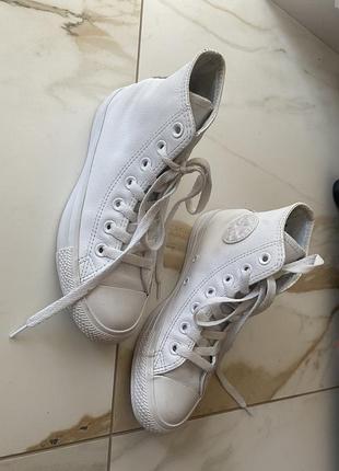 Шкіряні білі кеди конверси converse оригінал 3