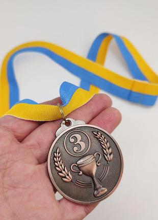 Медаль с лентой для награждения в спортивных соревнованиях «3 место» (цвет-бронза) 1 шт. арт. 05783