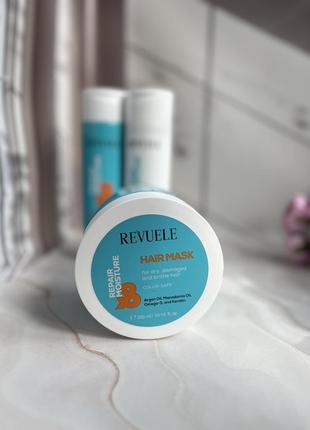 Маска для волос сухих, поврежденных, ломких revuele repair & moisture увлажняющая 300 мл