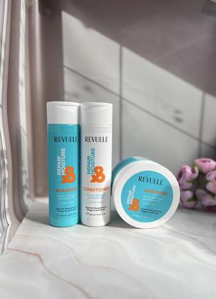 Маска для волос сухих, поврежденных, ломких revuele repair &amp; moisture увлажняющая 300 мл