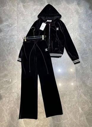 Чорний велюровий костюм Селін celine3 фото