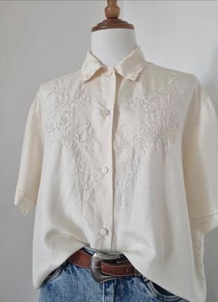 Вінтажна бежева шикарна шовкова блуза сорочка