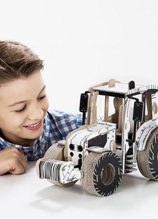 Конструктор дерев'яний 3д-пазл машина трактор 54 елементи для хлопчика