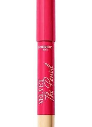 Матова помада-олівець для губ bourjois velvet the pencil lipstick 06 framboise griffee, 1.8 г