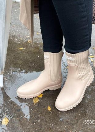 Бежевые резиновые ботинки ❤️ женские резиновые ботинки ❤️