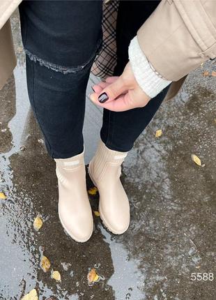 Бежевые резиновые ботинки ❤️ женские резиновые ботинки ❤️