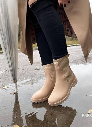 Бежевые резиновые ботинки ❤️ женские резиновые ботинки ❤️