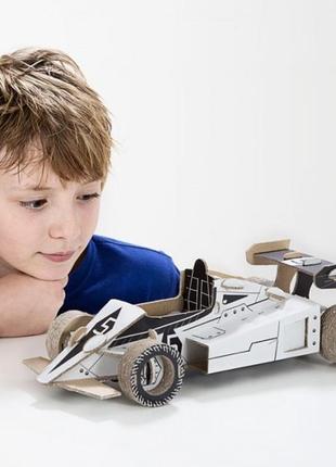 Картонный механический 3d-конструктор - гоночная машина 98 элементов из дерева