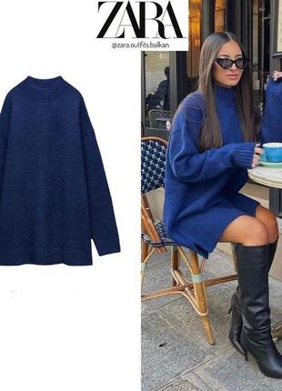 Свободное шерстяное платье-свитер zara