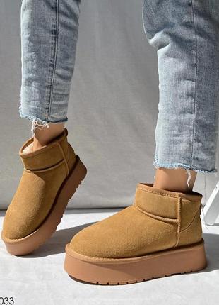 Руді уггі на платформі, угги рыжие платформа, короткие угги платформа, уггі, угі 40р код 06033