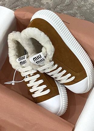Зимние утепленные кеды кроссовки в стиле miu miu