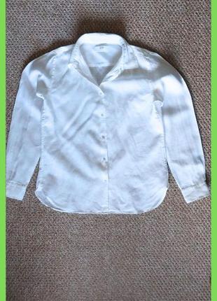 Белая женская рубашка тонкий 100% лен, р.s uniqlo6 фото