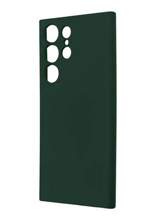 Чехол fiji style для samsung galaxy s23 ultra (s918) силикон бампер с защитой блока камер темно-зеленый