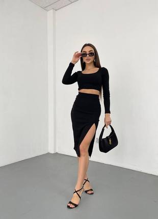 Шикарный костюм топ и миди юбка