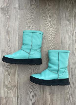 Зимние бирюзовые сапоги уго