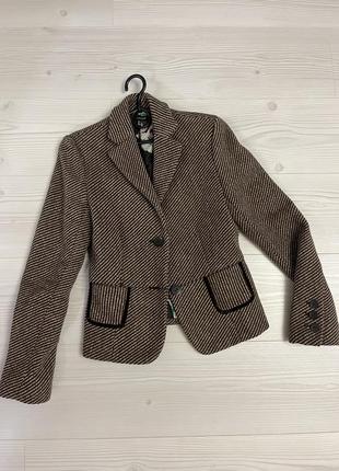 Вінтажний шерстяний вовняний блейзер піджак zara теплий
