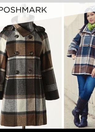 Винтажное шерстяное полупальто пальто zara в клетку