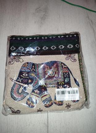 Лёгкая сумка под любой цвет одежды. гобелен. слон и этнический орнамент3 фото