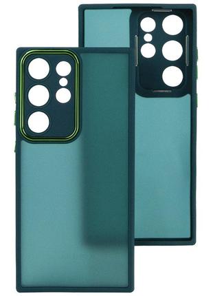 Чехол fiji lens для samsung galaxy s23 ultra (s918) бампер матовый с защитой блока камер dark green