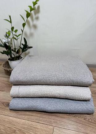 Плед - покрывало льняное однотонное беж, мягкое, гипоаллергенное. 200*230 см.