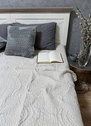 Плед - покрывало льняное однотонное беж, мягкое, гипоаллергенное. 200*230 см.