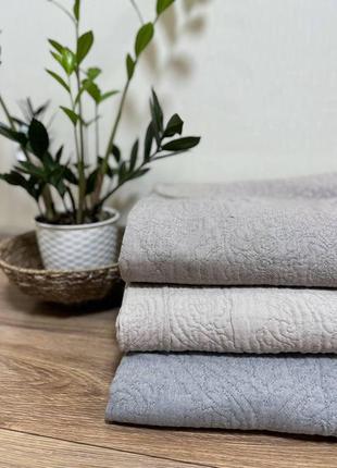 Плед - покрывало льняное однотонное беж, мягкое, гипоаллергенное. 200*230 см.