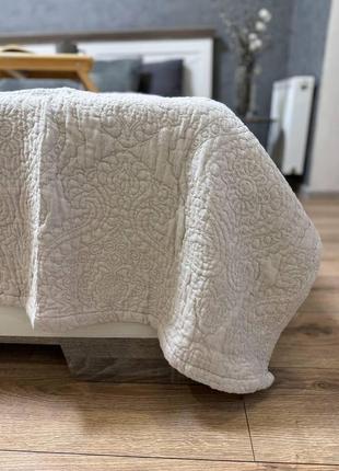 Плед - покрывало льняное однотонное беж, мягкое, гипоаллергенное. 200*230 см.