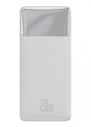 Зарядний мобільний акумулятор baseus bipow digital display 20000mah overseas edition 20w ppbd050302 (білий)
