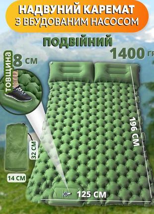 Надувной каремат 196х125 см / коврик туристический / самонадувающийся матрас ammunation