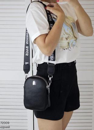 Женская стильная и качественная небольшая сумка из эко кожи черная3 фото