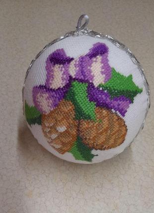 Ялинкові іграшки ручної роботи. новорічна куля 10 см. hand made подарунок. прикраси на ялинку. зроблено в україні