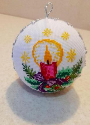 Ялинкові іграшки ручної роботи. новорічна куля 10 см. hand made подарунок. прикраси на ялинку. зроблено в україні