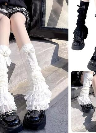 Гетри білі  з мереживом та бантом стиль coquette лоліта