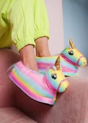 Тапочки единорог радужный (35-39 размер)