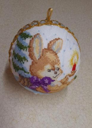 Ялинкові іграшки ручної роботи. новорічна куля 10 см. hand made подарунок. прикраси на ялинку. зроблено в україні