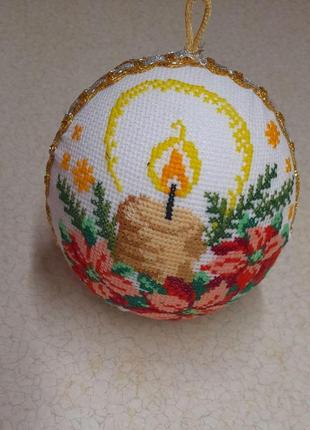 Ялинкові іграшки ручної роботи. новорічна куля 10 см. hand made подарунок. прикраси на ялинку. зроблено в україні