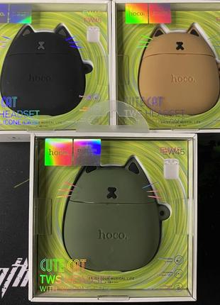 Навушники блютуз tws hoco ew45 з чохлом для кейсу котики