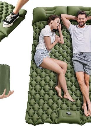 Надувний каремат 196х125 см/коврик туристичний/ самонадувний матрац, зелений
