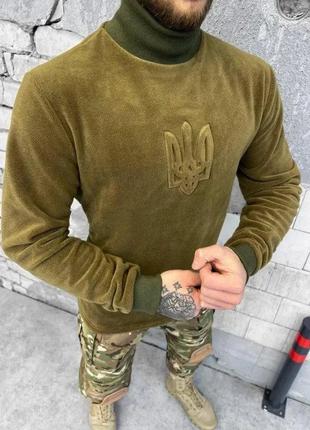 Тактический гольф для всу мужской флис теплый с трезубцем койот 2xl