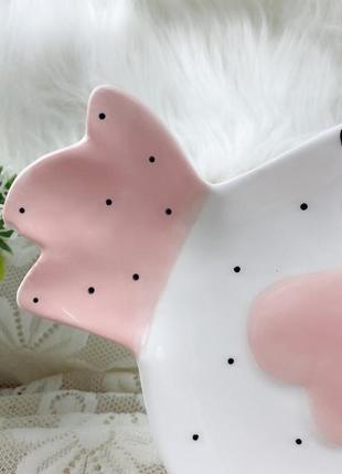 Тарелка керамическая курица пасха 6793 23х20 см белая красивая тарелка для кухни