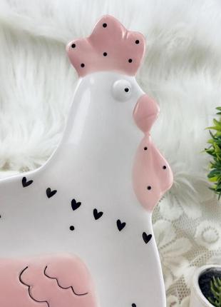 Тарелка керамическая курица пасха 6793 23х20 см белая красивая тарелка для кухни