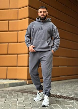 Флисовый мужской костюмчик. графит и черный, m,l,xl