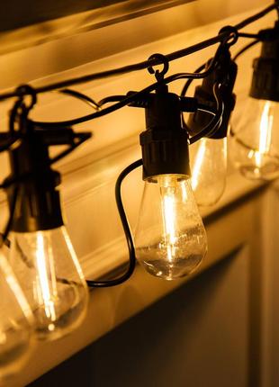 Гірлянда вулична в стилі ретро світлодіодна жовта s14 на 10 led ламп завдовжки 5 метрів