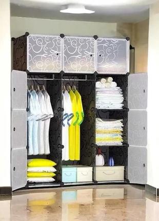 Шафа для одягу, органайзер речей та взуття sweet home 165х110х37 см збірна та розбірна секційна шафа поличка для взуття