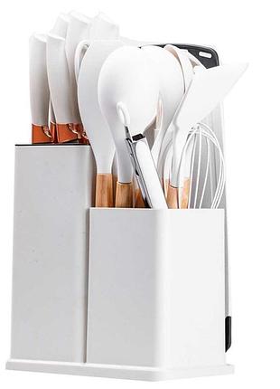 Набір кухонного приладдя на 19 предметів, силіконові прибори та ножі на підставці з...