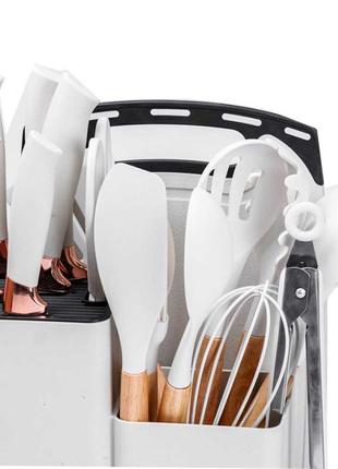 Набір кухонного приладдя на 19 предметів, силіконові прибори та ножі на підставці з...