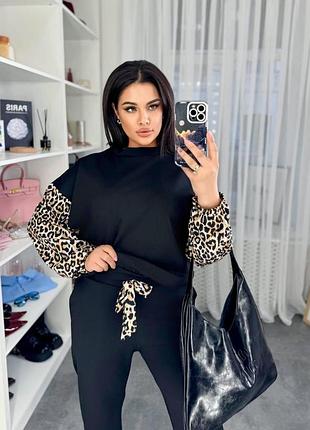 Костюм жіночий двойка (блуза та штани) італійський трикотаж мікродайвінг рі-4941