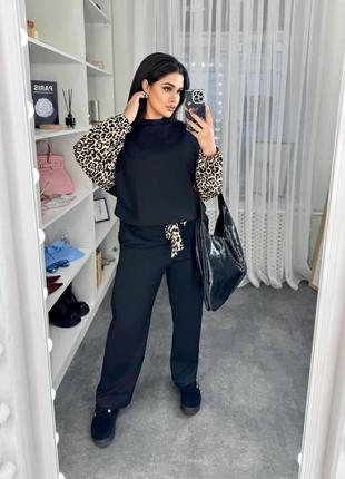 Костюм жіночий двойка (блуза та штани) італійський трикотаж мікродайвінг рі-4941